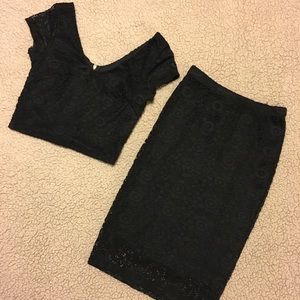 Black lace two piece set